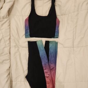 EUC Beach Riot Black and Rainbow Glitter Activewear Set